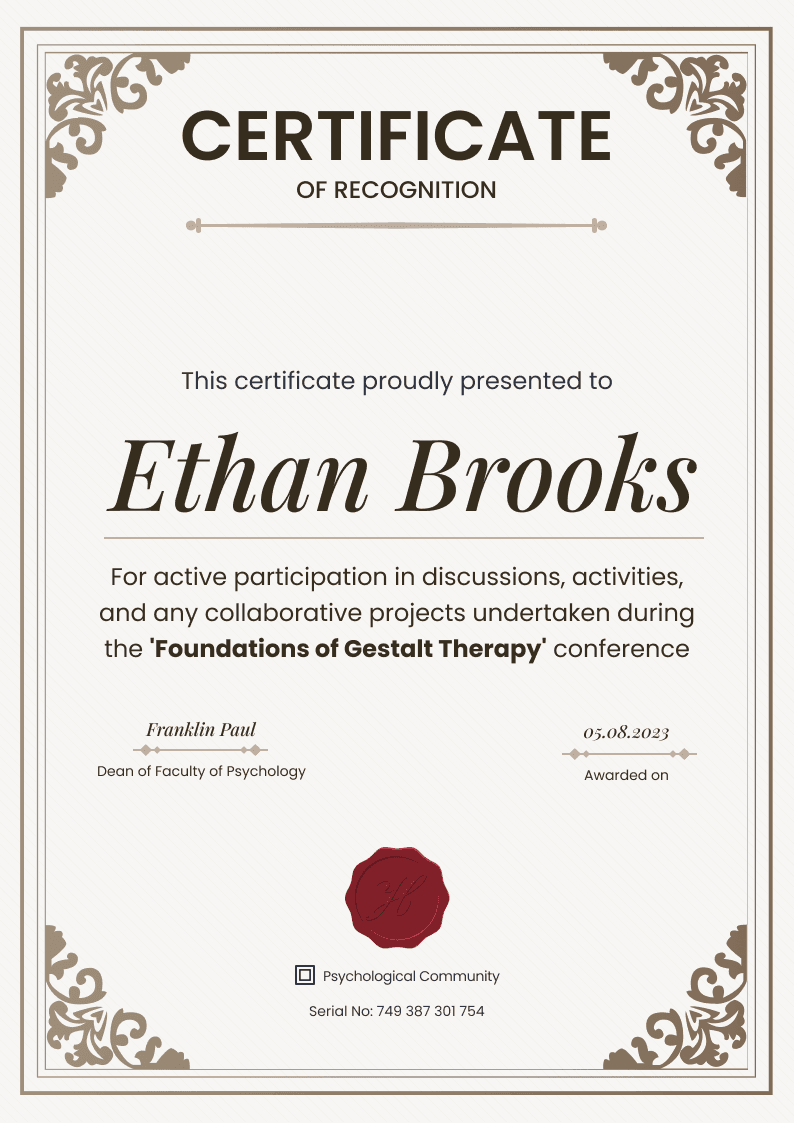 Certificate thumbnail