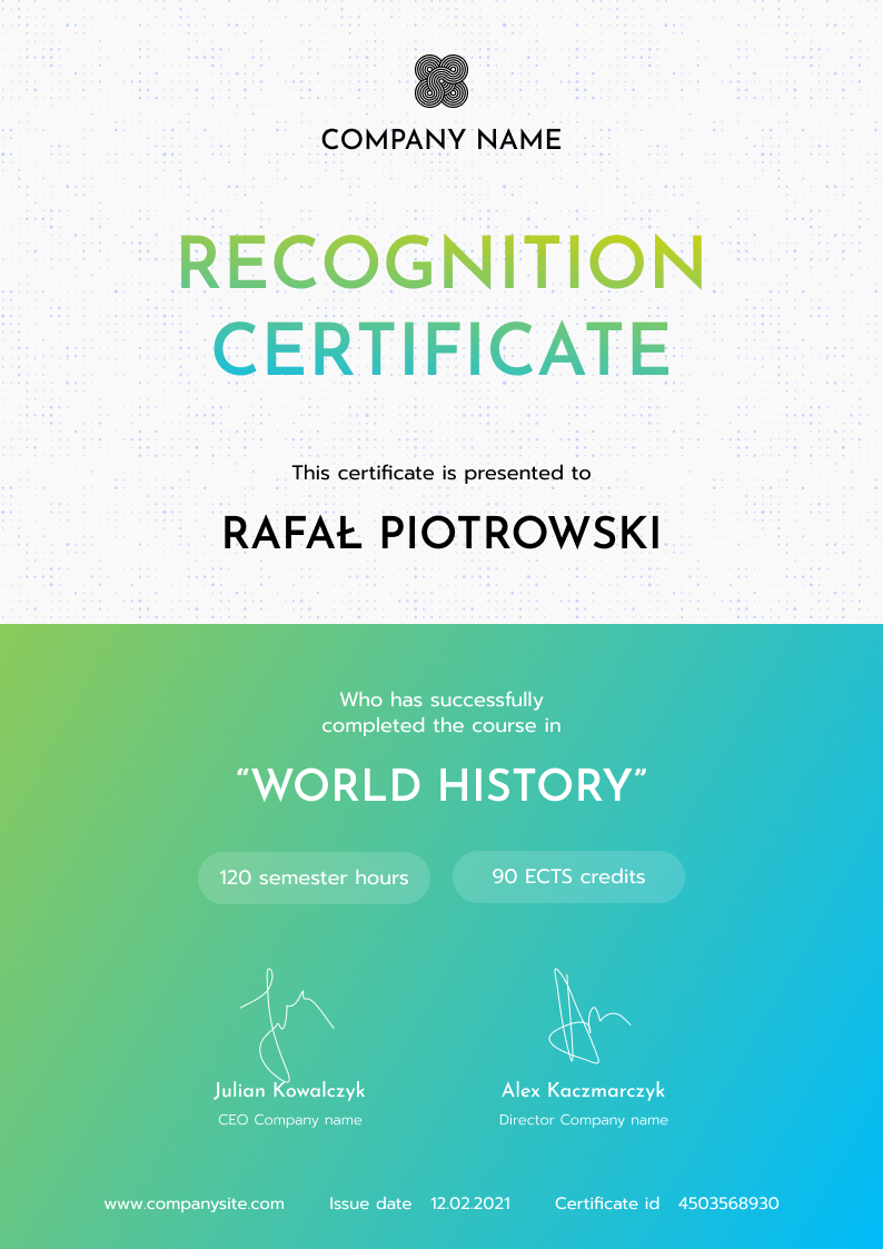 Certificate thumbnail