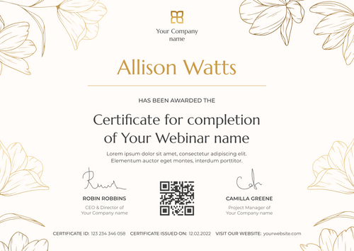 brown modern certificate of webinar landscape 12930